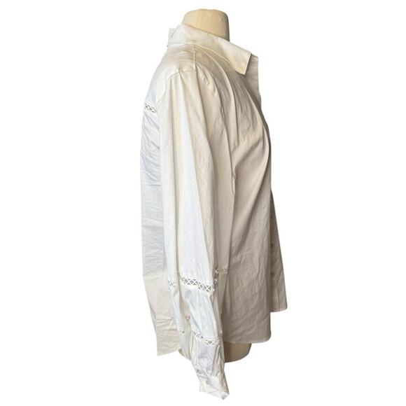 Chico's Size 3 US Size 16-18 Women's White Blouse Poplin Billow Sleeve - Picture 8 of 10